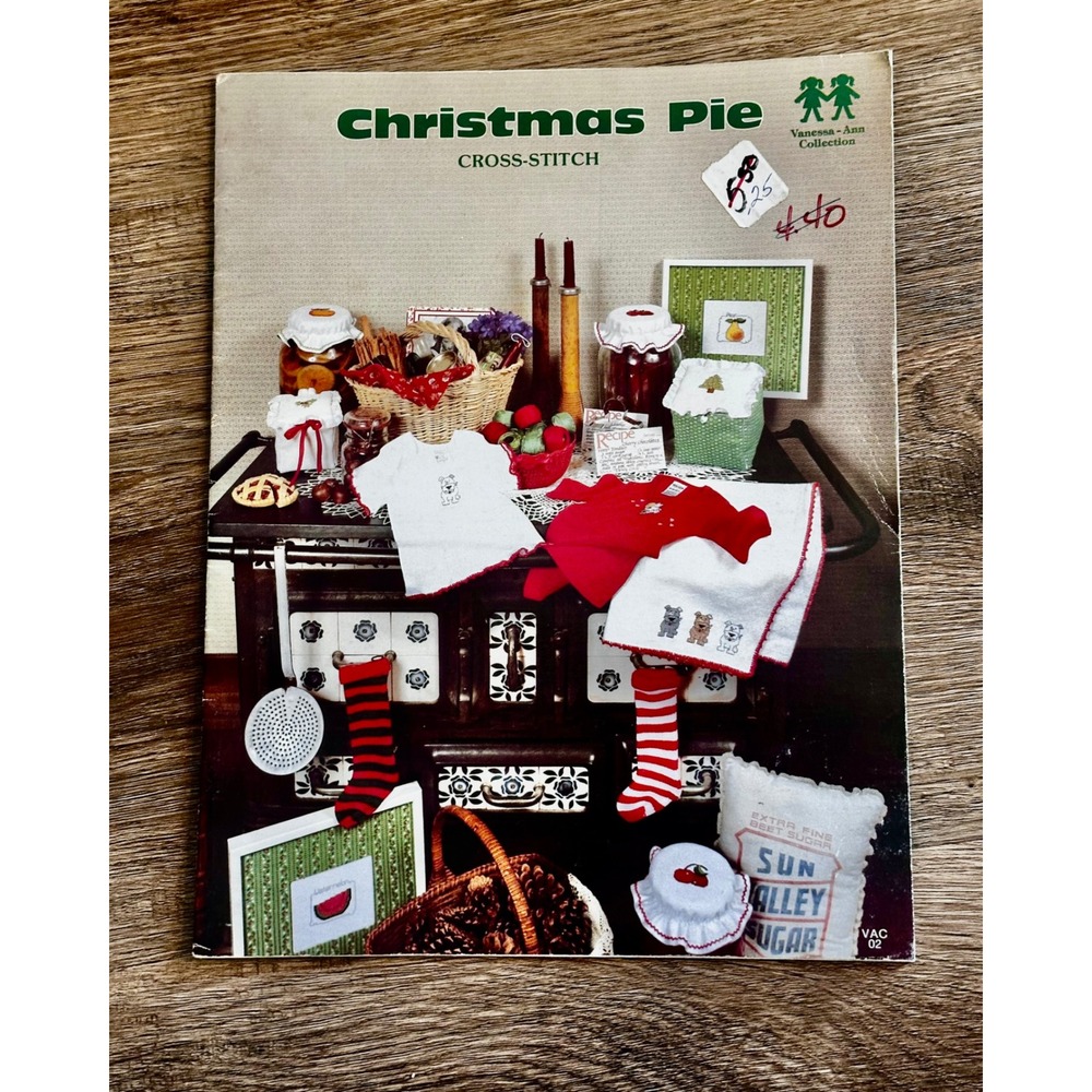Vintage 1980 Christmas Pie Cross-Stitch Pattern Booklet Vanessa-Ann Collection
